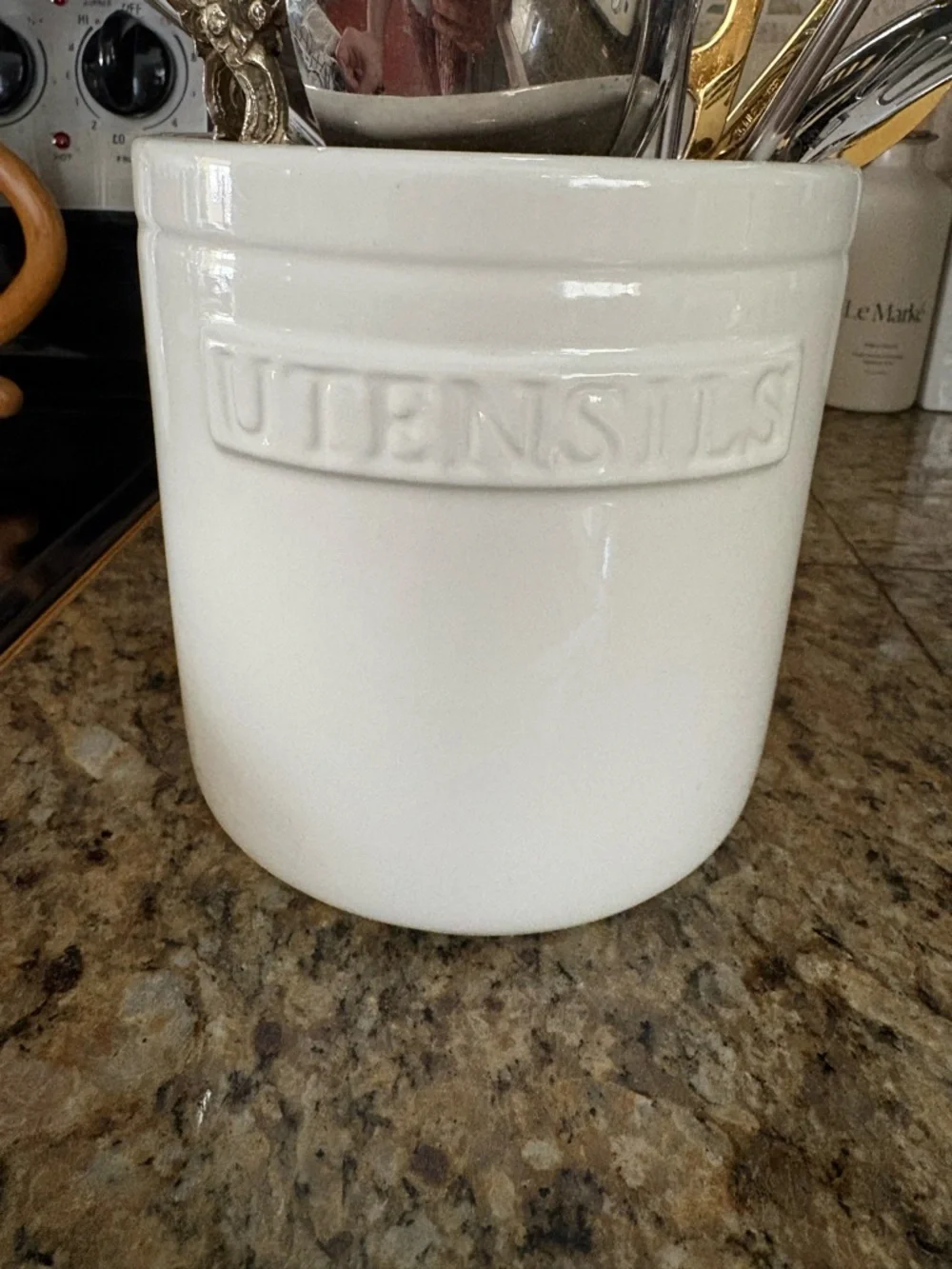 Crate&Barrel White Ceramic Utensil Crock